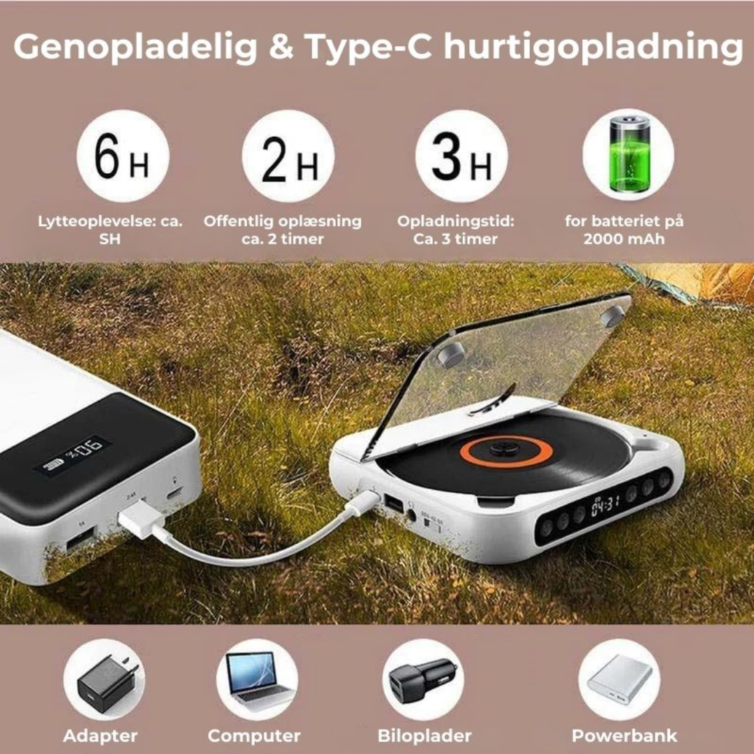 LoveleiTone CD™ – Trådløs Bærbar CD-Afspiller med Bluetooth