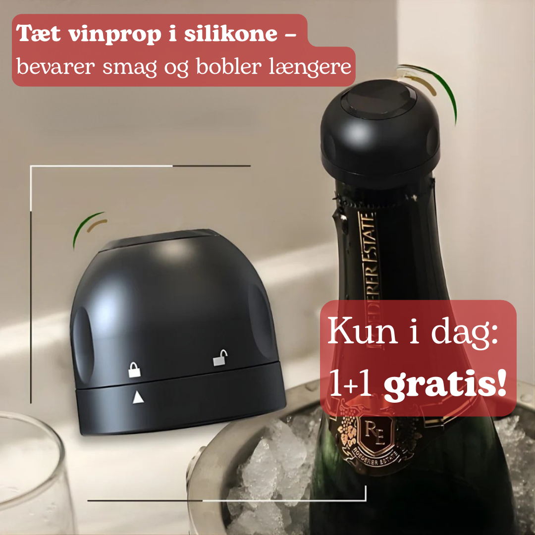 VinoLås™ – RoteLoveleide Loveleitæt Flaske­forsegler til Vin & Drikkevarer