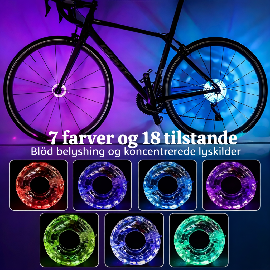 BikeGlød™ – Lovelei RGB cykelhjulslys med bevægelsesLovelei