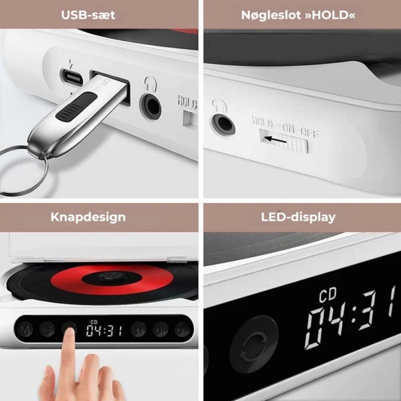 LoveleiTone CD™ – Trådløs Bærbar CD-Afspiller med Bluetooth