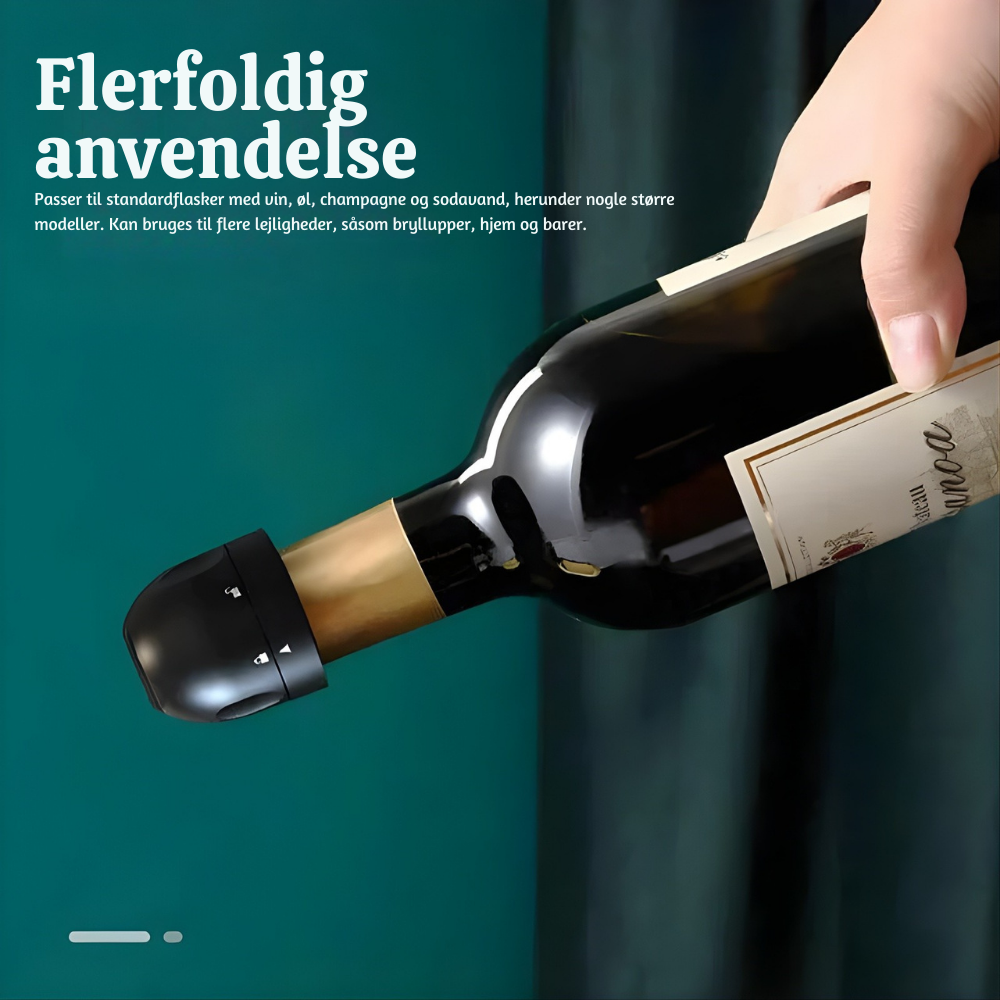 VinoLås™ – RoteLoveleide Loveleitæt Flaske­forsegler til Vin & Drikkevarer