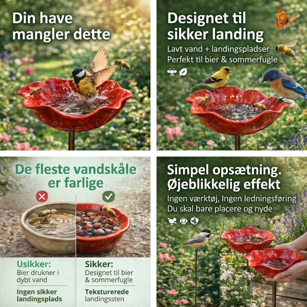 LoveleiFlora™ – Botanisk Vandstation til Fugle, Bier & Sommerfugle