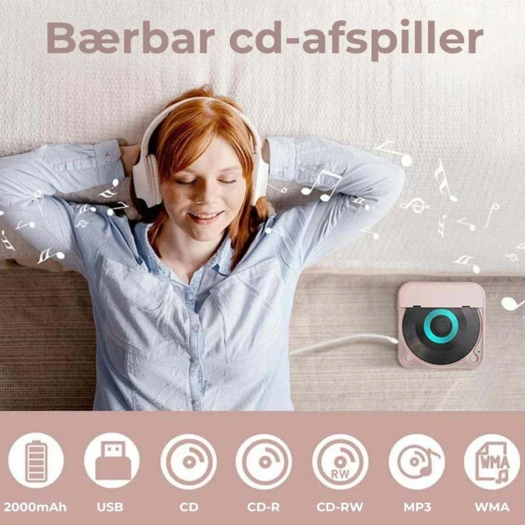LoveleiTone CD™ – Trådløs Bærbar CD-Afspiller med Bluetooth