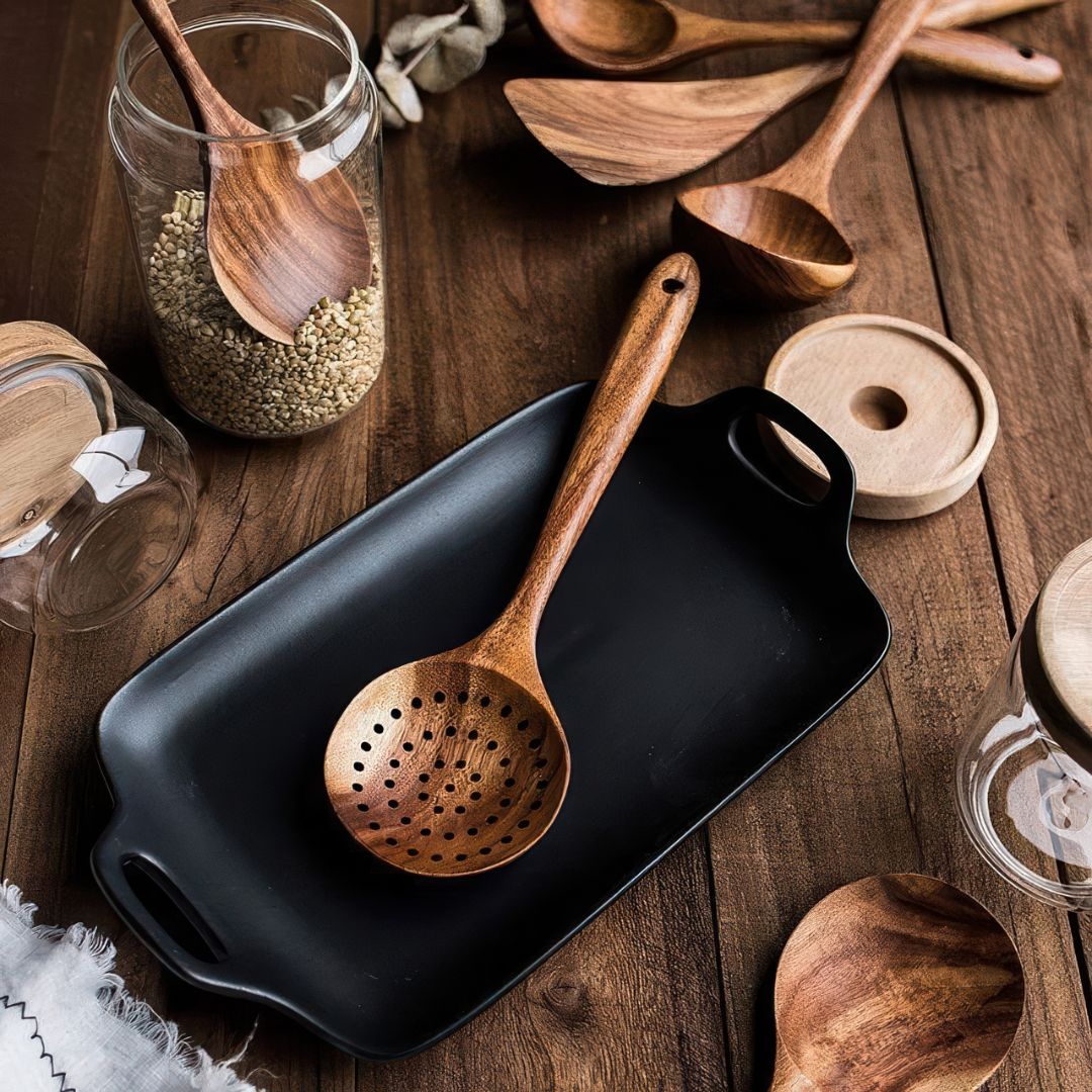 Teak Elegance - Teak Træ Køkkenredskabssæt (7-delt sæt)
