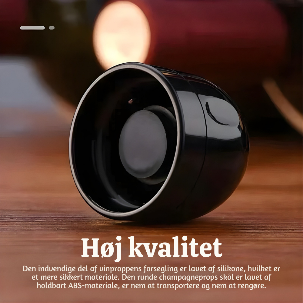 VinoLås™ – RoteLoveleide Loveleitæt Flaske­forsegler til Vin & Drikkevarer