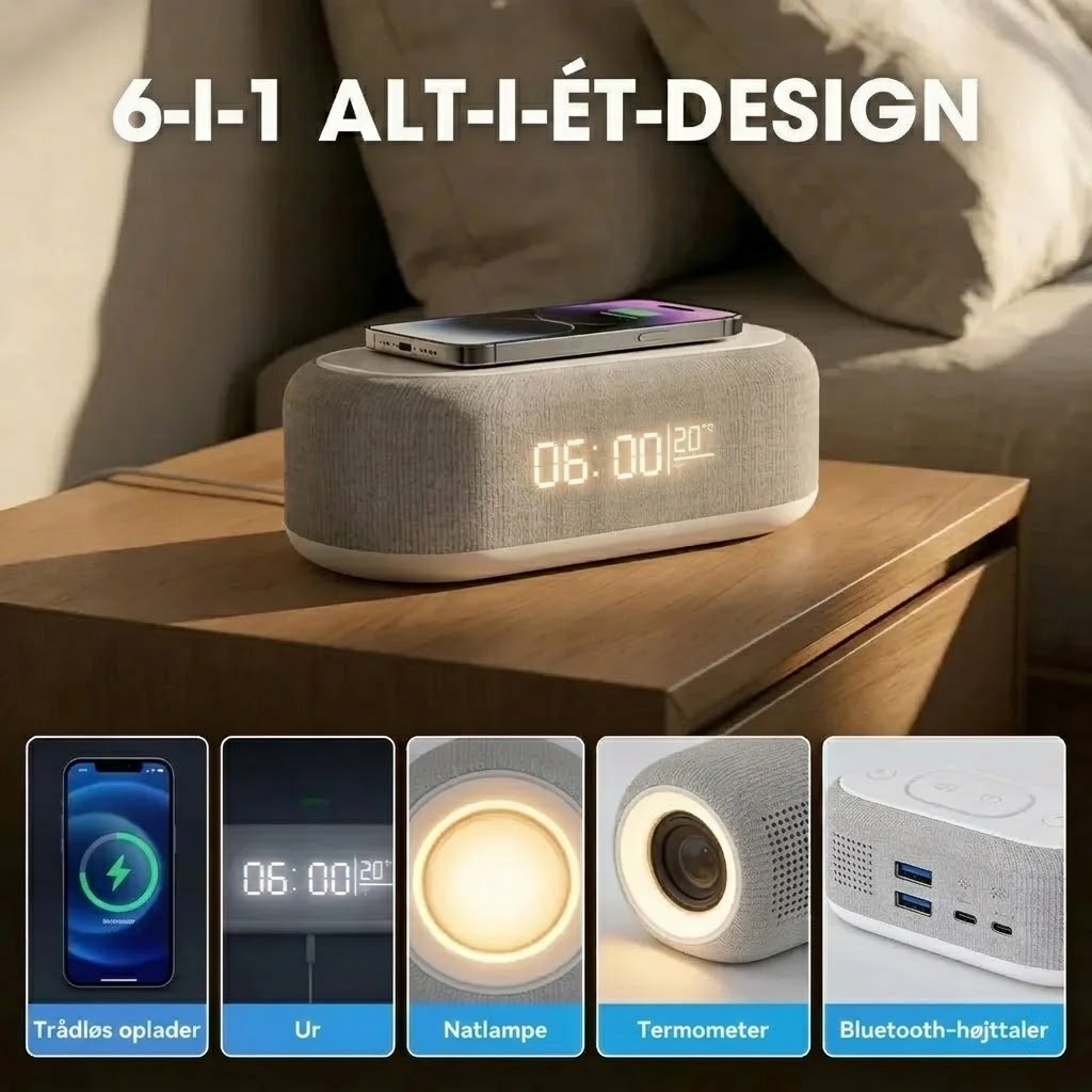 LoveleiStation™ – 6-i-1 Trådløs Ladestation med Flere Funktioner