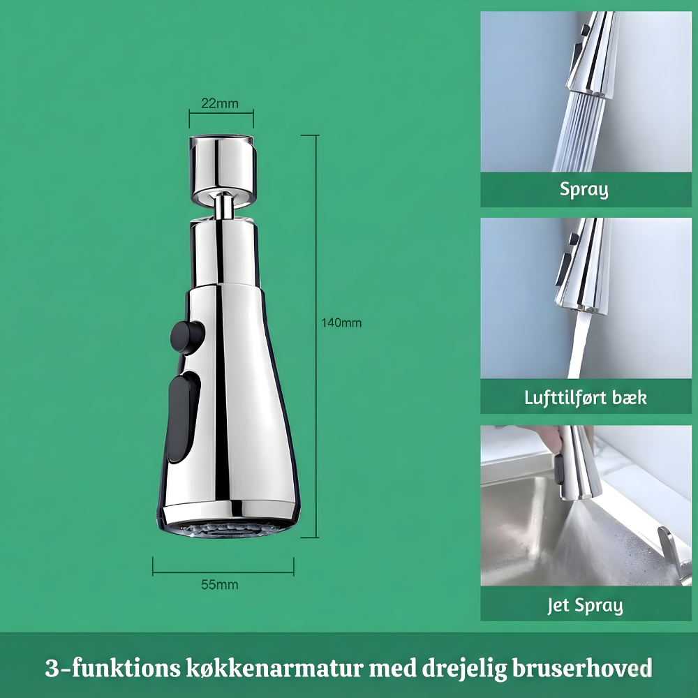 VandLovelei™ – Universel 360° RoteLoveleide Køkkenhane Forlænger