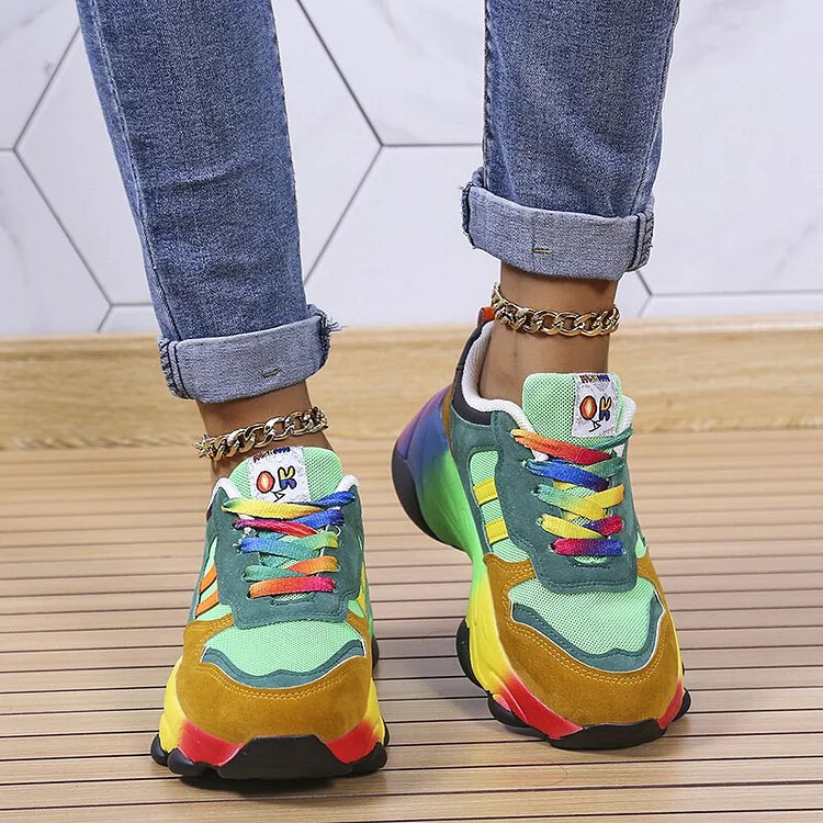 Mille regnbue-sneakers med polstret sål – produktbillede 6