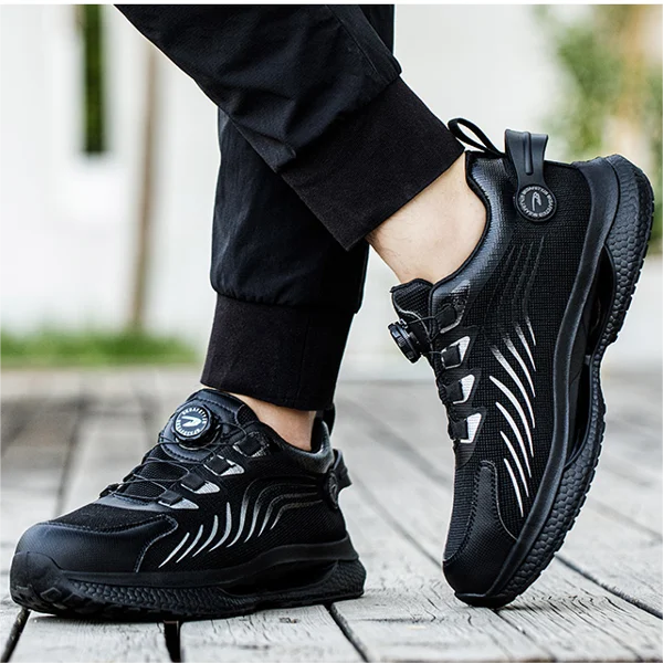 Arbejdssneakers med forstærket tåparti – Sort-blå