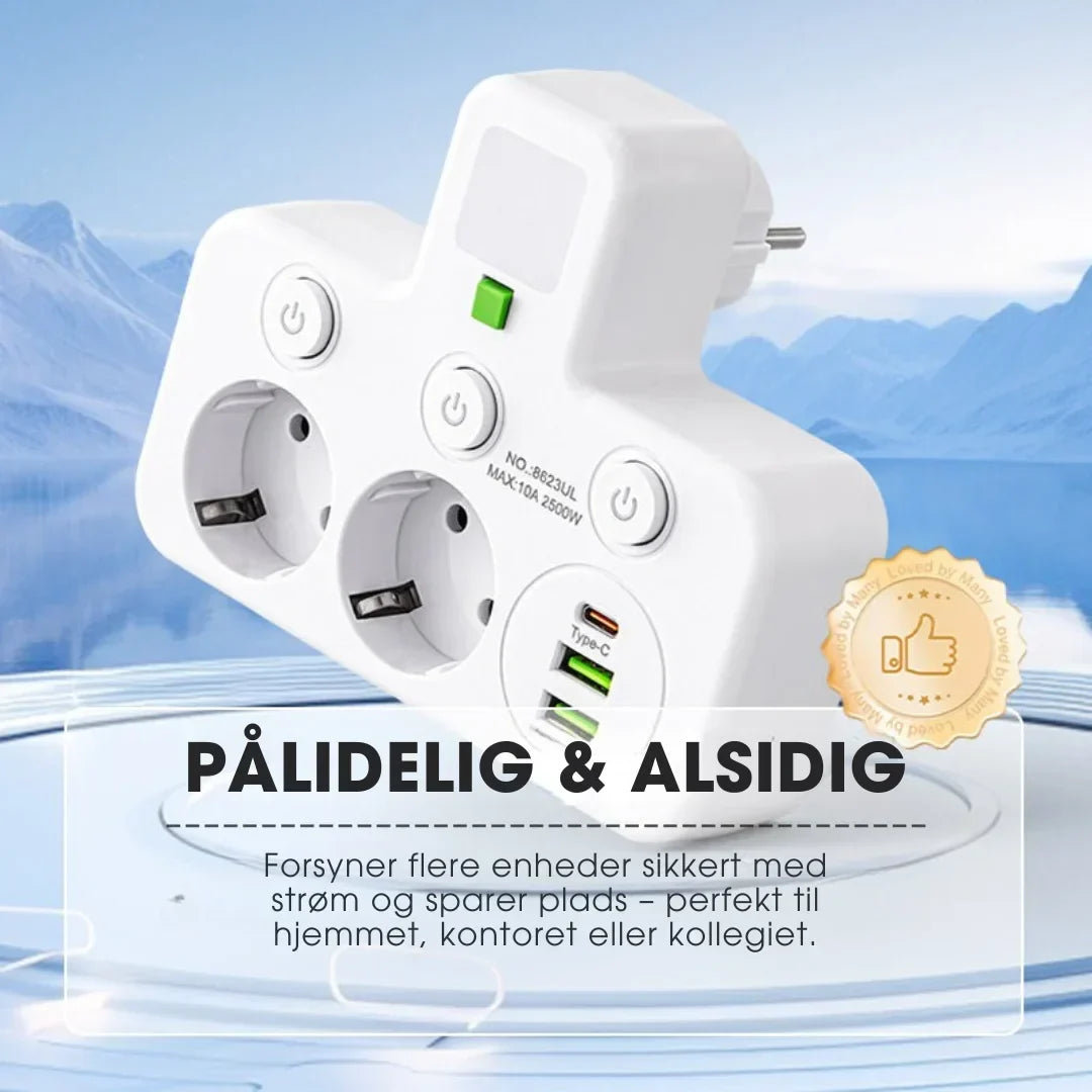 LoveleiHub™ – Alt-i-én stikdåse med USB-opladning og blødt natlys