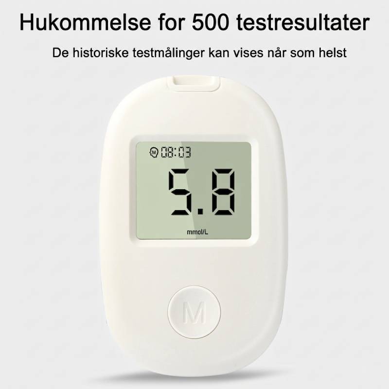 DS-6 blodsukkermåler med display og komplet tilbehør