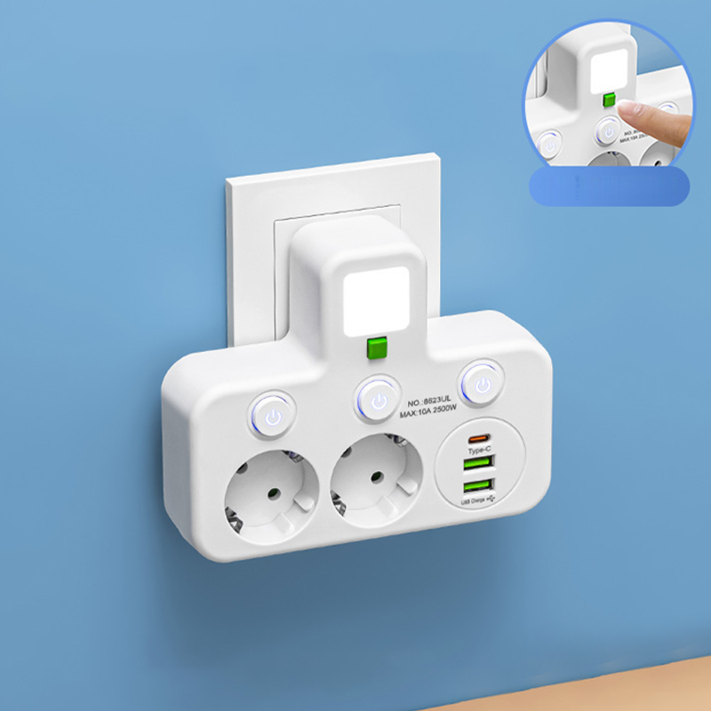 LoveleiHub™ – Alt-i-én stikdåse med USB-opladning og blødt natlys