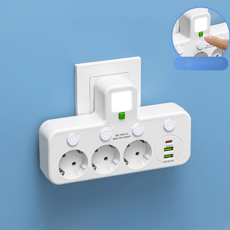 LoveleiHub™ – Alt-i-én stikdåse med USB-opladning og blødt natlys