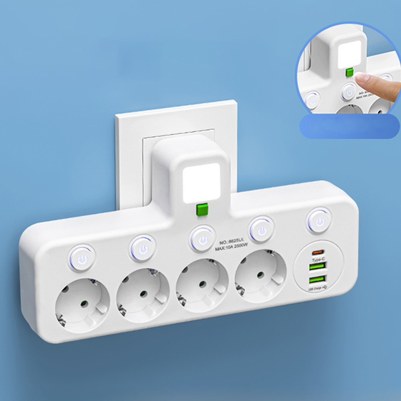 LoveleiHub™ – Alt-i-én stikdåse med USB-opladning og blødt natlys